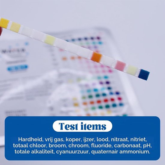 Complete Waterkwaliteit Teststrips - 16 in 1 Set voor Hardheid, Lood, Ijzer en Koper - 50 Stuks voor Eenvoudige Controle van Drinkwaterkwaliteit — afbeelding 3