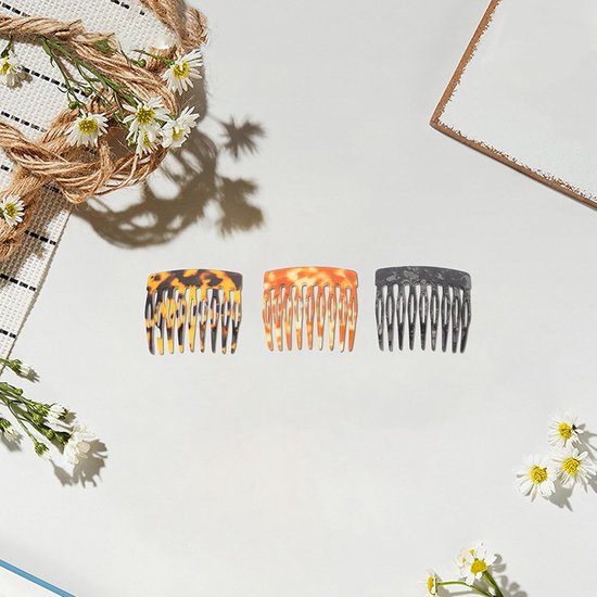 6 Stuks Delige Compacte Luipaardprint Haarkam Draagbare Zijkam voor Vrouwen Meisjes Retro Stylingtool met Dierlijke Patronen voor Dagelijks Gebruik School Kantoor — afbeelding 4