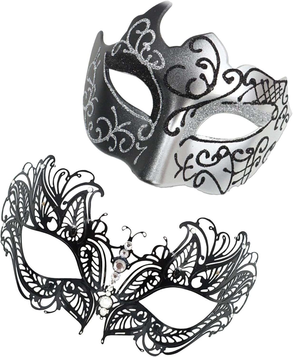Paar maskerade maskerset, kant maskerade masker Zijn hare glinsterende