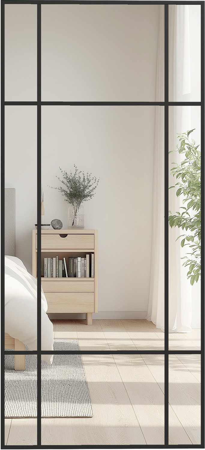 HOMCOM Wall Mirror-Glas, Metall-50L x 2B x 110H cm-Schwarz