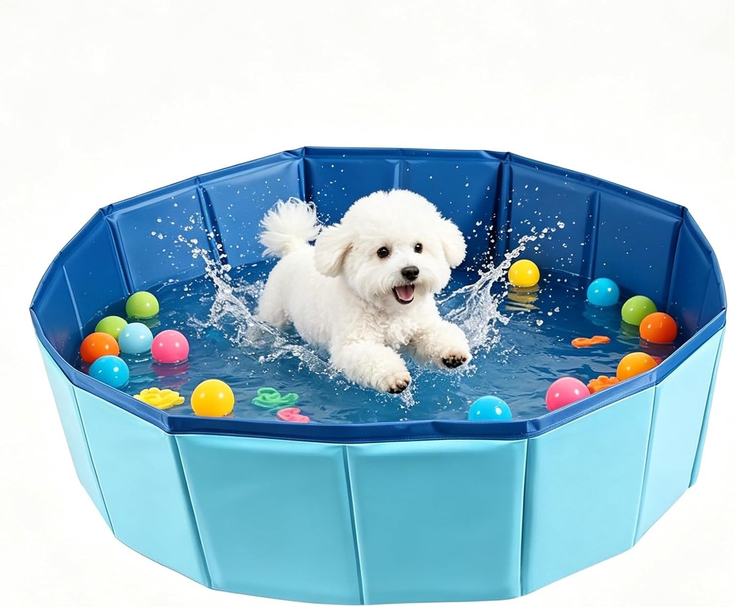 Opvouwbaar Hondenbad 60 x 20 cm met Afvoerklep - Antislip Zwembad voor Kleine Honden en Katten, Ideaal voor Zomerplezier en Verkoeling