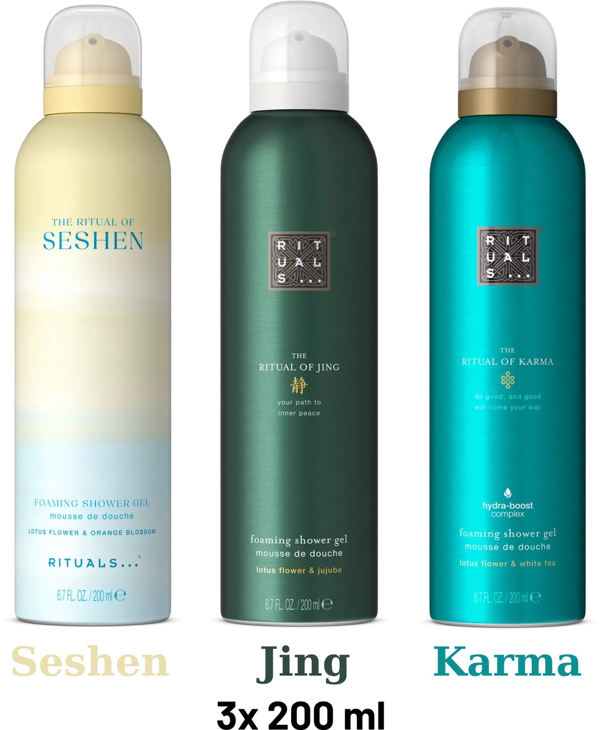 Rituals - Shower Gel Value Pack - Seshen 200 ml + Jing 200 ml + Ayurveda 200 ml - Douchegel - Shower Foam