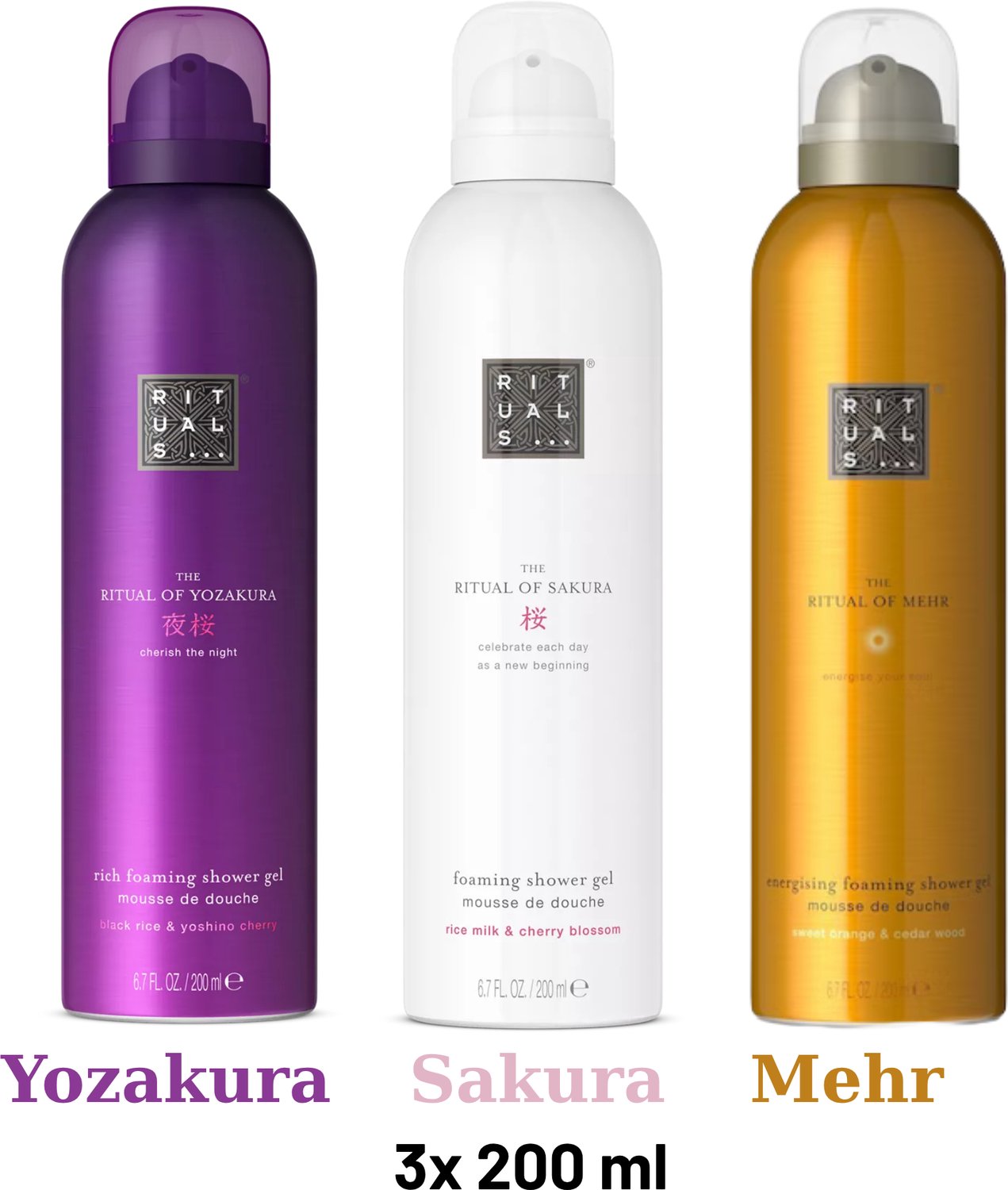 Rituals - Shower Gel Value Pack - Mehr 200 ml + Sakura 200 ml + Yozakura 200 ml - Douchegel - Shower Foam