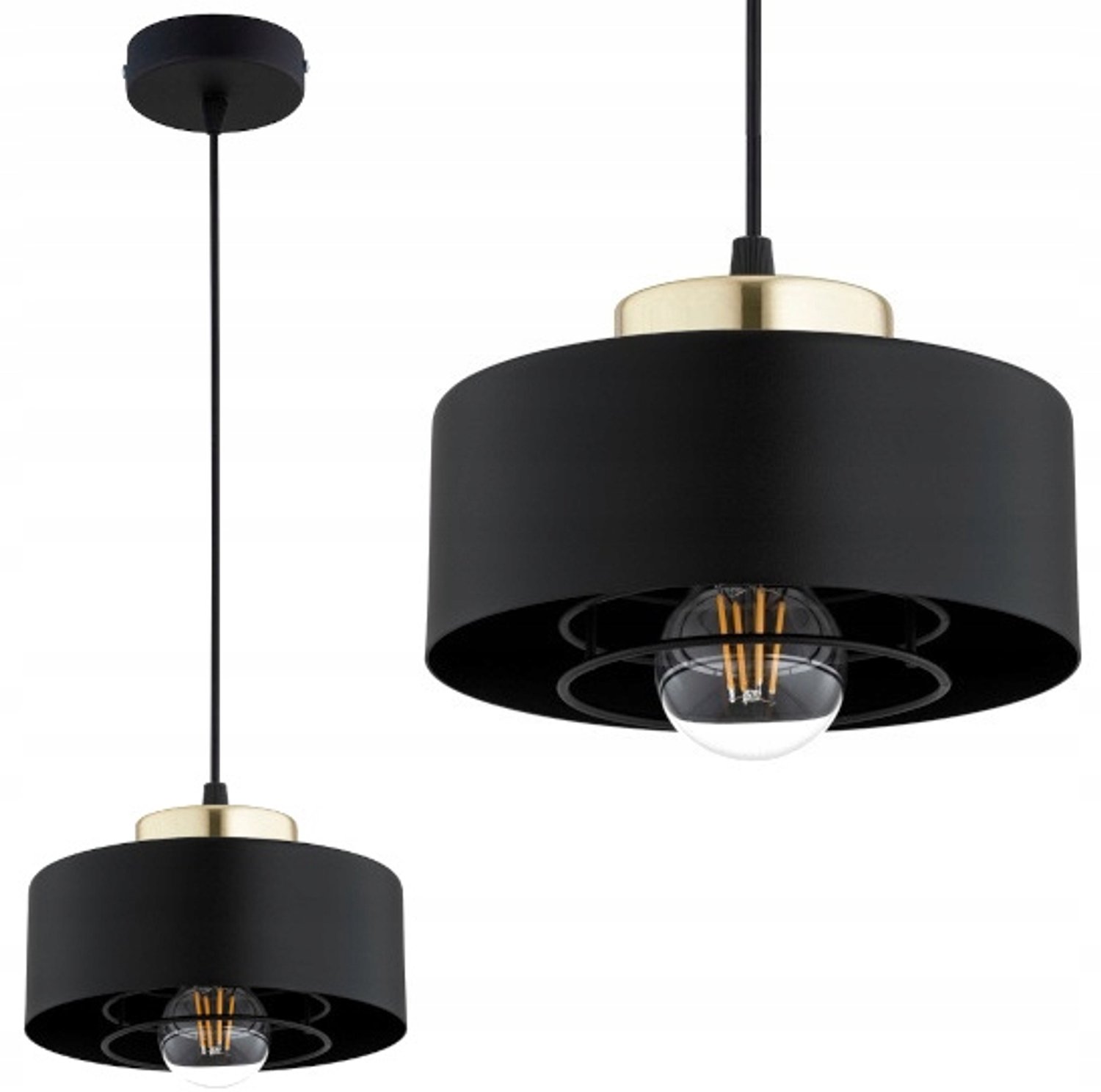 Luxe Zwarte Hanglamp 'Spring' - Metaal, Loft Stijl, E27
