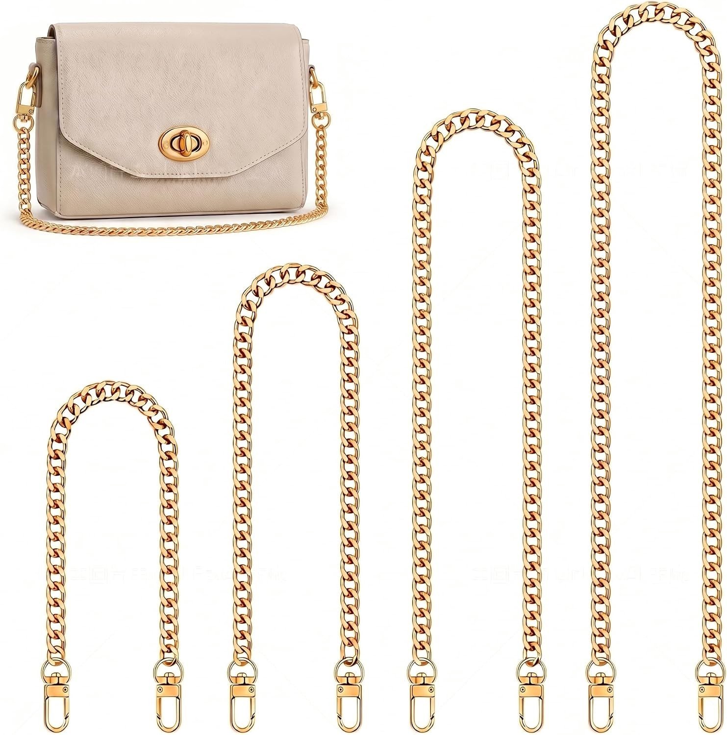 Metalen Tas Ketting Set van 4 Stuks voor Dames - Verstelbare Tasaccessoires in Goud