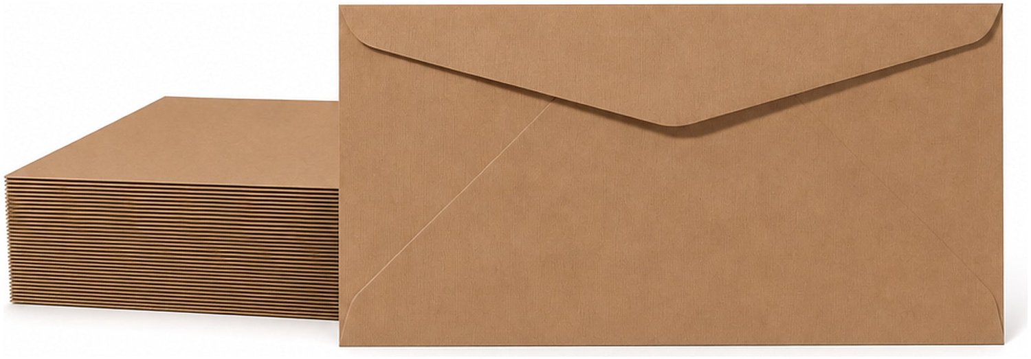 Enveloppen Bruin 11x22 cm - 60 stuks - 120 gram - Bruine Enveloppen DL - Wenskaart Envelop