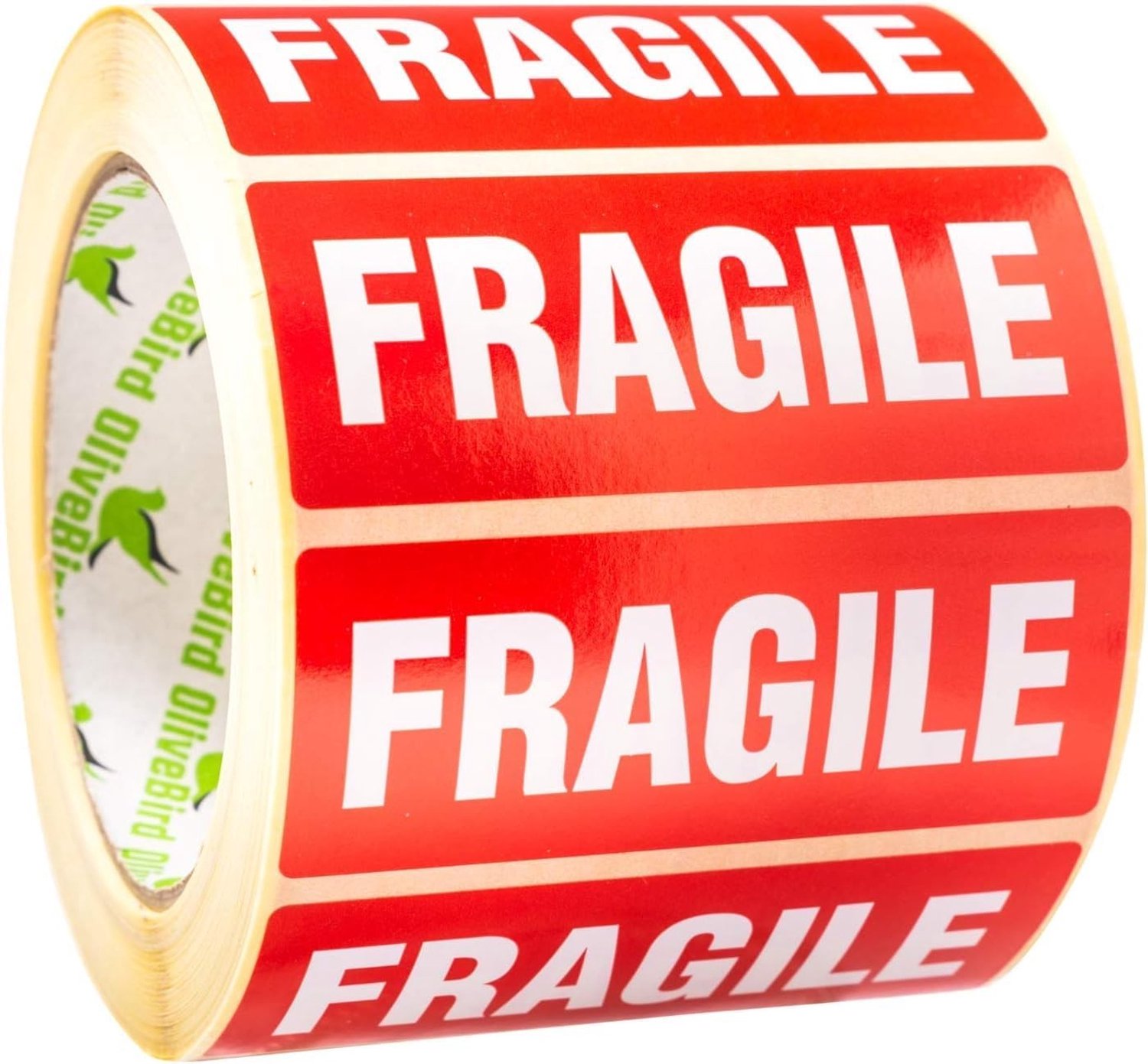 Fragiele Stickers - Rood - 90 x 35 mm - 1.000 Stuks per Rol met Tekst Fragile