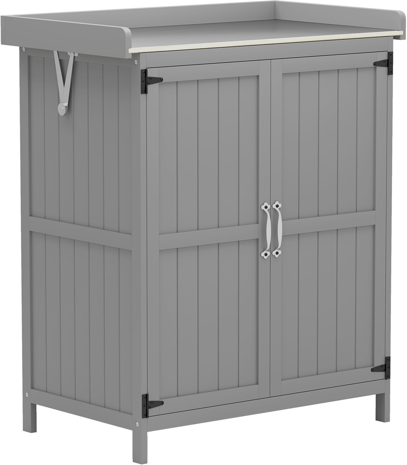 Sunona Gartenschrank met werkblad - Met opklapbaar dak en dubbele deuren - 74 x 43 x 88 cm - Grijs