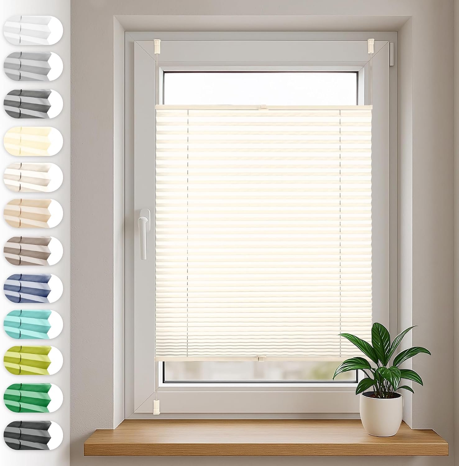 Zonder Boren 85x140 cm Plissé Klemmfix Crèmewit