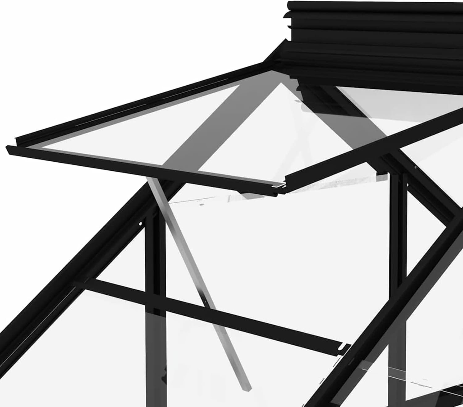 Broeikas van glas, antraciet, 155 x 103 x 191 cm, frame van aluminium, huis en tuin, gazon en tuin, tuinieren, kassen (SPU: 3082333) – foto 6