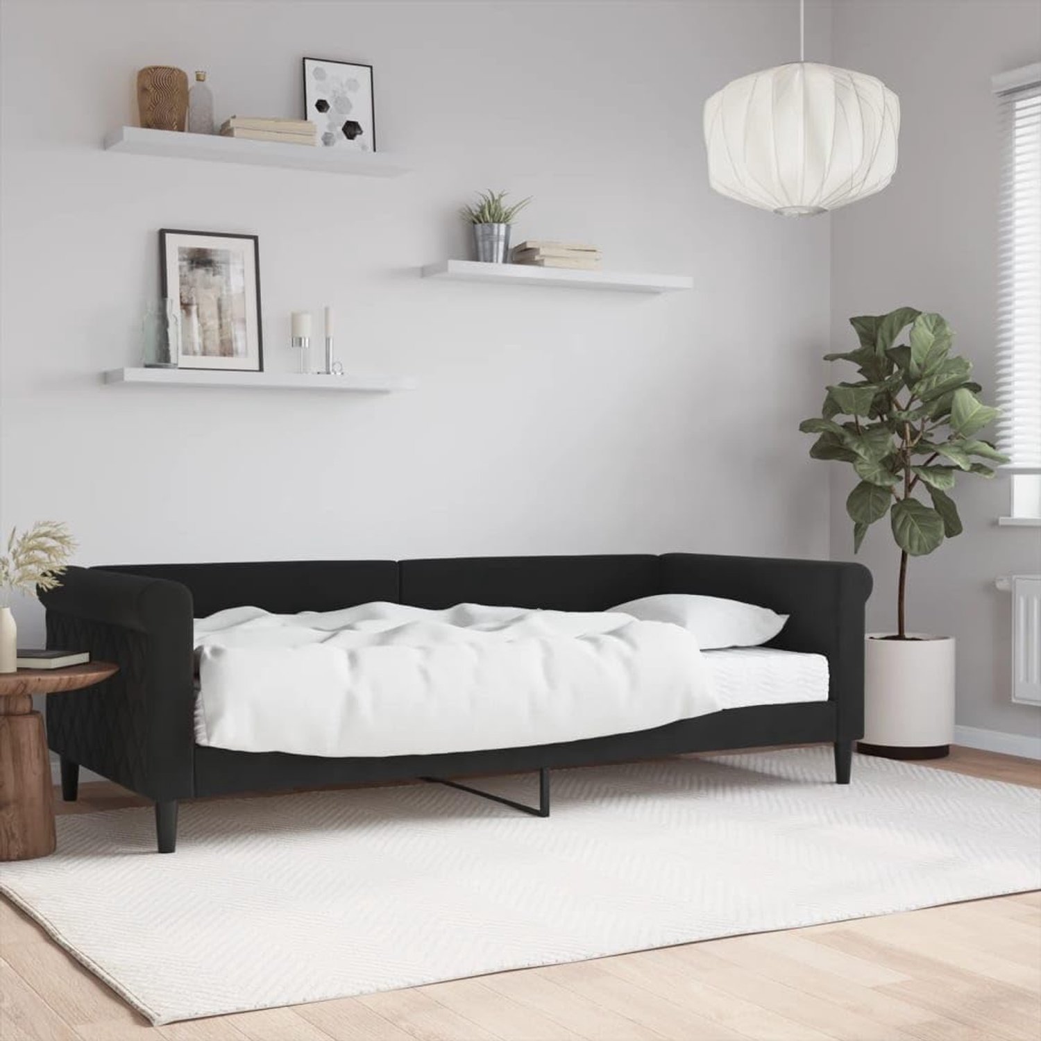 2 in 1 slaapbank Schuimmatras Zwart 90x200 cm