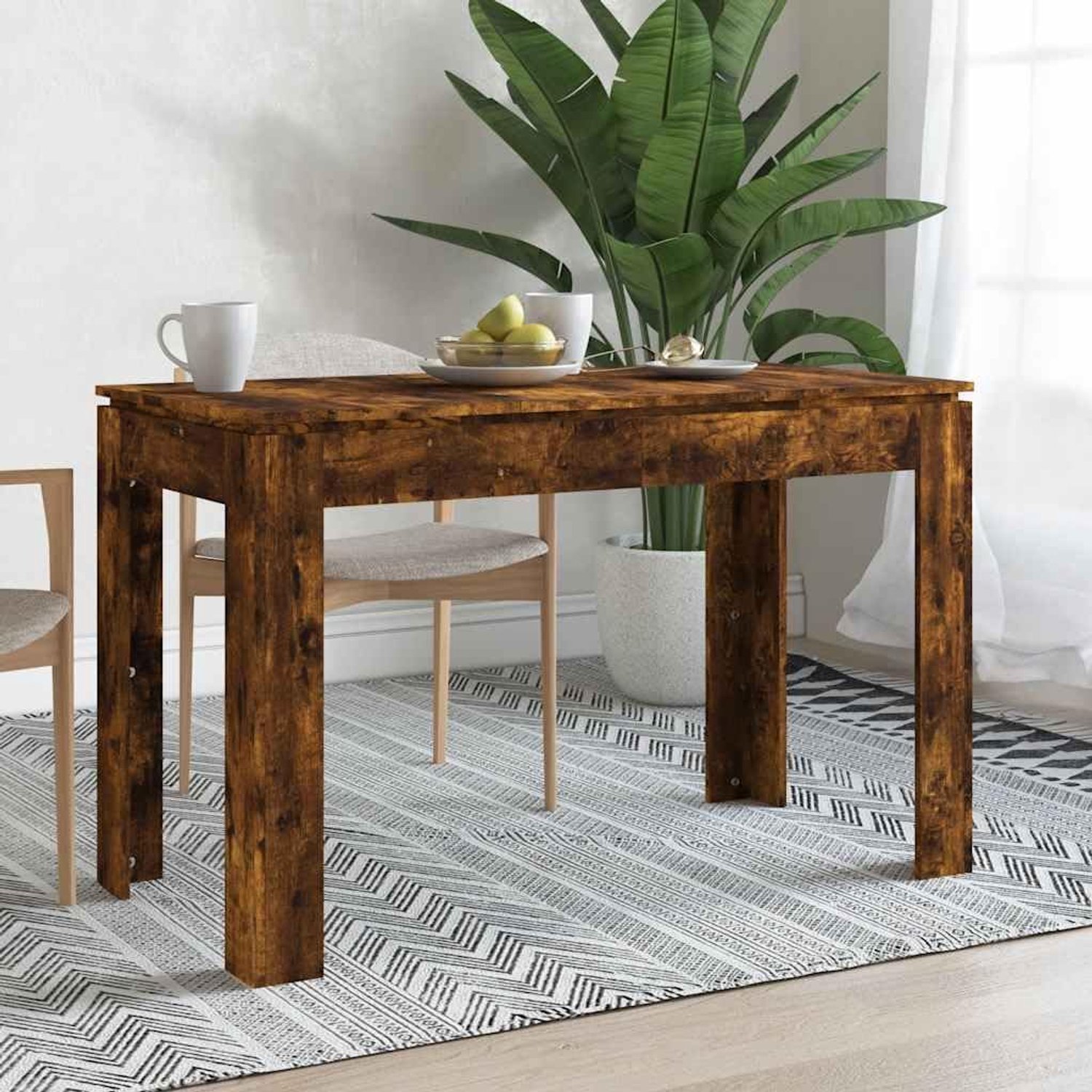 Hout Minimalistisch Eettafel 120x60x76 cm Gerookt eiken