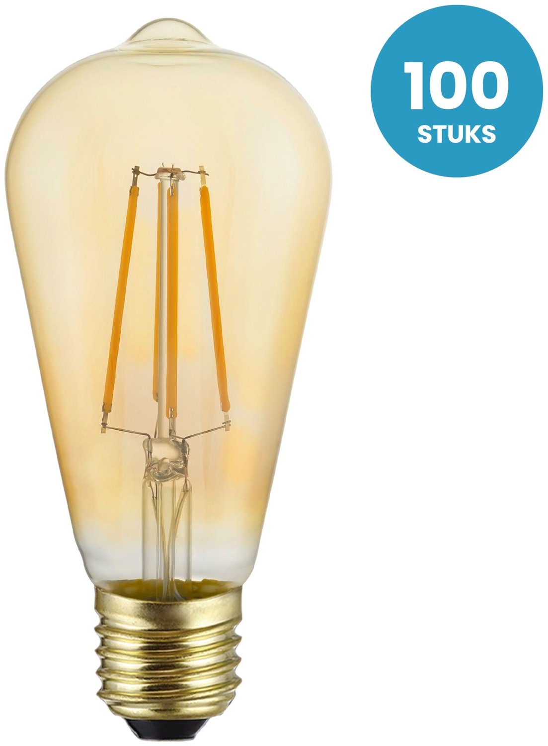 Gloeilamp E27 ST64 - LED 6W=60W - 540 Lumen - Amber 2200K - Dimbaar - 100 stuks - 230V