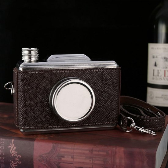 Whisky Liquor Flacon Camera Fles 325 ml Draagbare Vierkante Rvs Heupfles voor Outdoor Camping Klimmen Wandelen Picknick Party — afbeelding 2