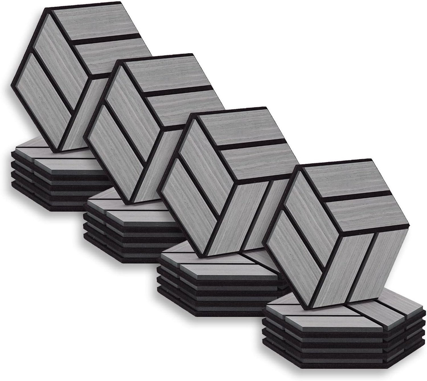 Hexagon wandpanelen, 20 stuks, 30 x 26 x 2 cm, grijs, geluidsisolatieplaten, wanddecoratie, akoestische behandeling, geluidsisolatie
