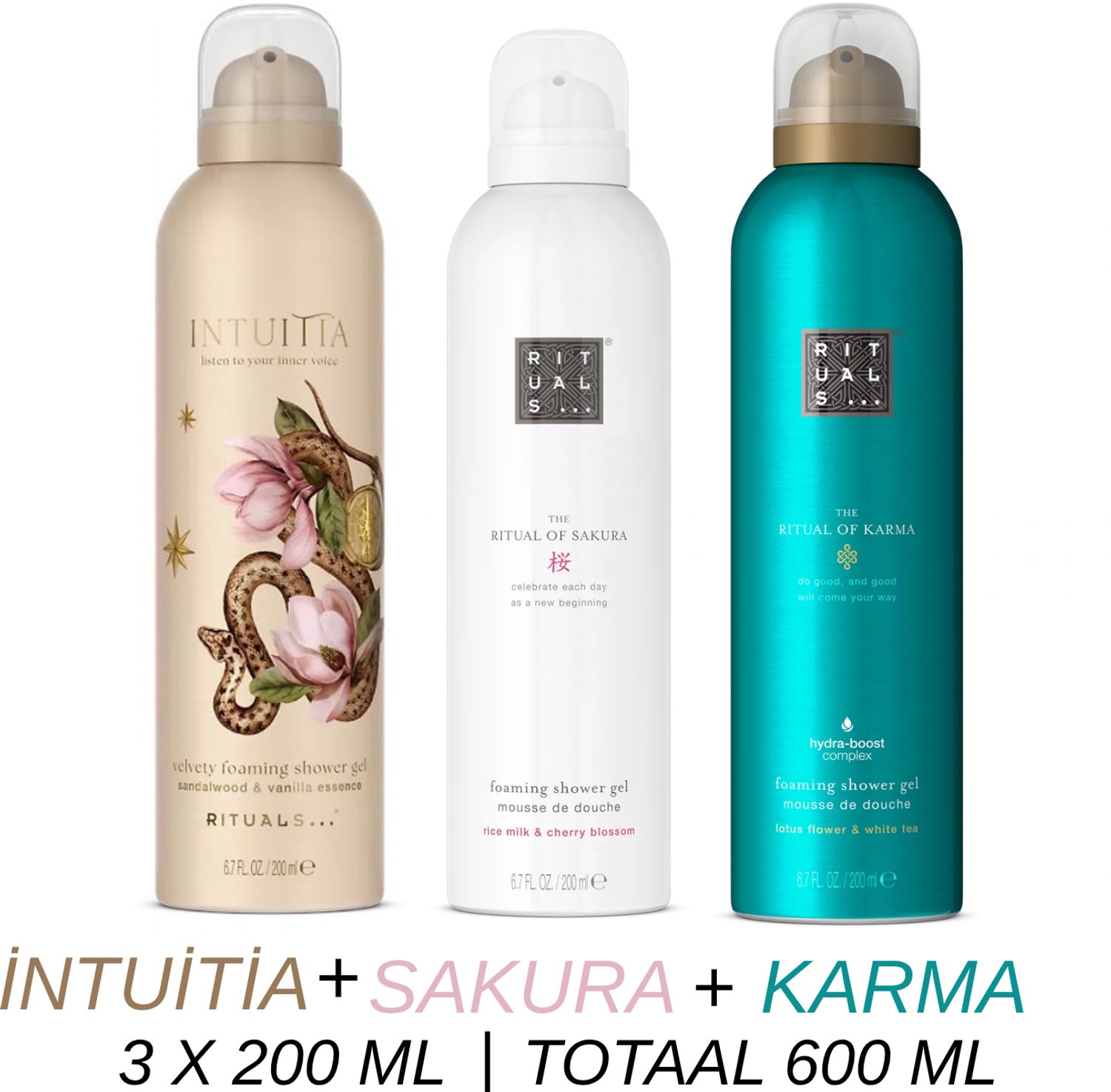 Rituals - Shower Gel Value Set - Intuitia + Sakura + Karma - 3 x Shower Gel 200 ml = 600 ml - Douchegel - Doucheschuim