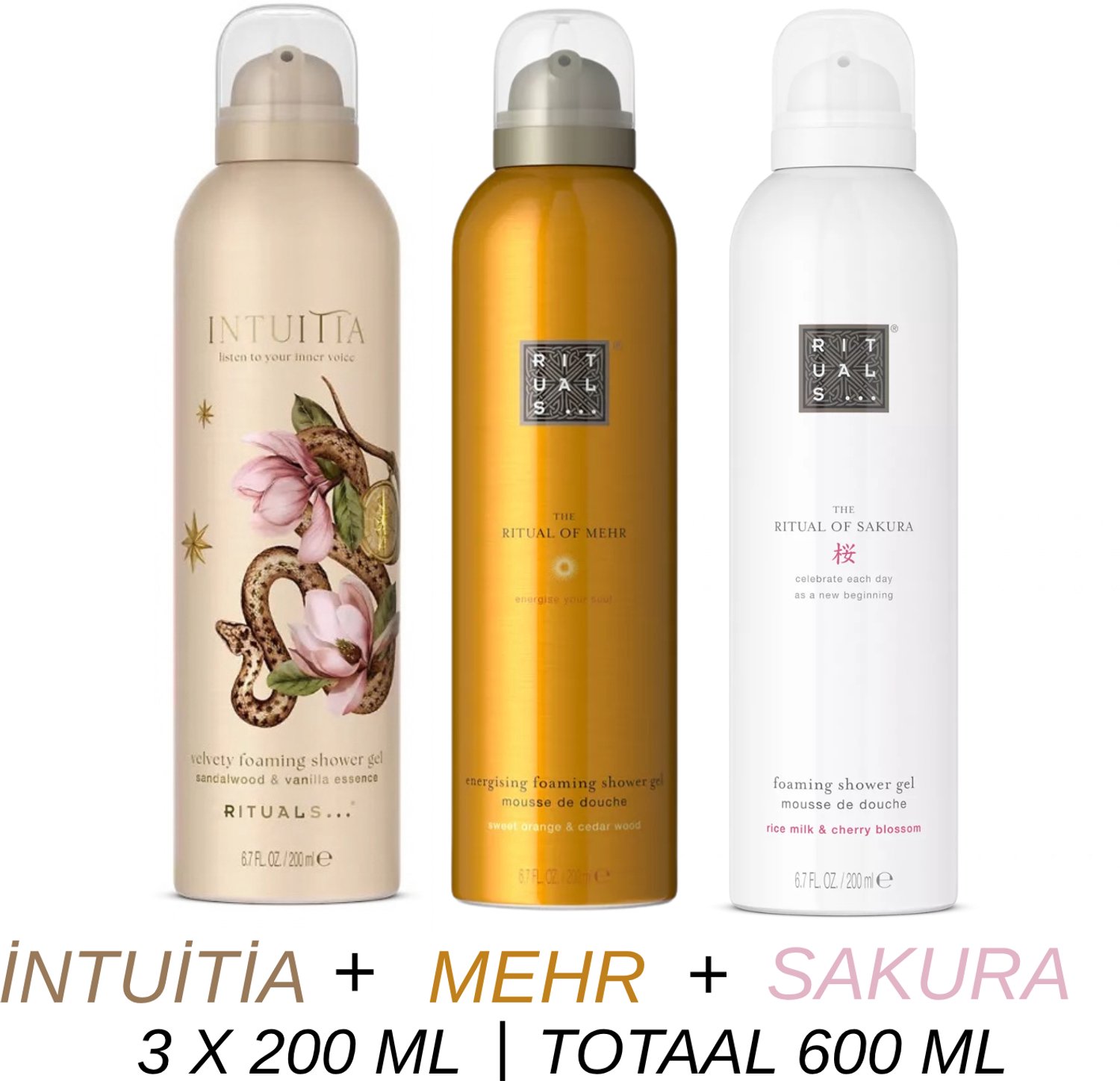 Rituals - Shower Gel Value Set - Intuitia + Mehr + Sakura - 3 x Shower Gel 200 ml = 600 ml - Douchegel - Doucheschuim