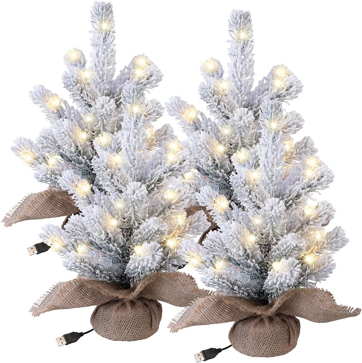 Led kerstboom decoratie: Decoratieve LED kerstboom met sneeuw, 20 LED's, 26 cm (advent decoraties, tafeldécoratie, spar)