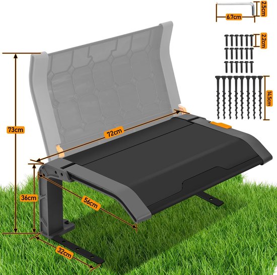 Robotmaaier, garage voor robotmaaier, inklapbare overkapping voor grasmaaiers, gazonrobot, garage voor tuin, weerbestendig, UV-bescherming, incl. montagemateriaal — afbeelding 5