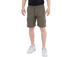 Vrijetijdsbroek voor heren, bermuda short voor vakantie en dagelijks gebruik, korte trekkingbroek met elastische tailleband, cargoshort met meerdere zakken QSH13K
