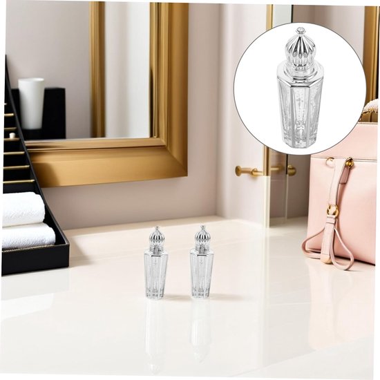 6 Stuks Aromatherapie Rollerflesjes met Zilver Electroplated Dop Refillbare Glasflesjes met Arabisch Gegraveerd Ontwerp voor Essentiële Oliën Parfum Compact Draagbaar — afbeelding 3