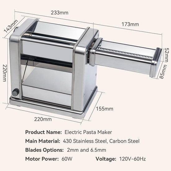 Pastamachine, roestvrijstalen noedelmachine met roller en snijder, verstelbaar, 7 diktes en 2 breedte voor spaghetti, fettuccini, lasagne, taartkorst, knoedel, wonton — afbeelding 5