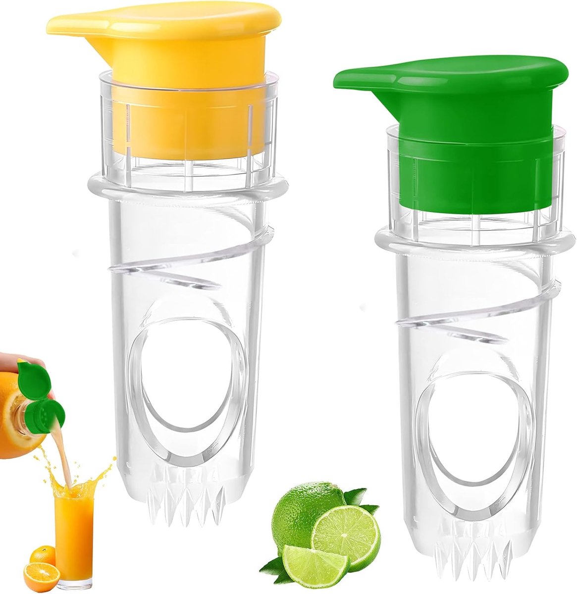 2 stuks Kumquat handmatige sapcentrifuge, mini draagbaar geel en groen optioneel, klein en handig in gebruik handmatige citroensapcentrifuge geschikt, Duurzame Lime Juicer