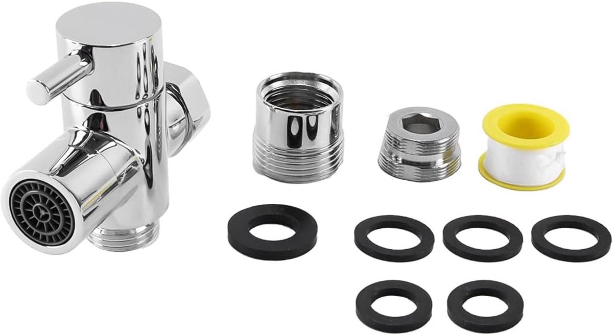 3-weg schakelaar kraanadapter messing omleider voor kraan vervangend onderdeel met 1/2-inch naar 3/4-inch connector