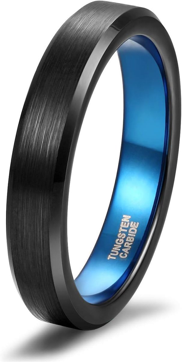 Ring, voor dames en heren, wolfraamcarbide, geborsteld zwart, verlovingsring of trouwring