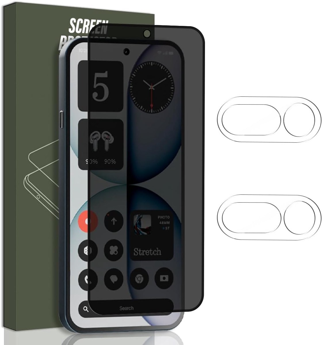 Privacy beschermfolie voor Nothing Phone (4a) pantserglas beschermfolie, 1 stuks anti-spy privacy privacyfolie en 2 stuks camerabescherming, 9H, anti-spy pantserfolie voor Nothing Phone (4a)