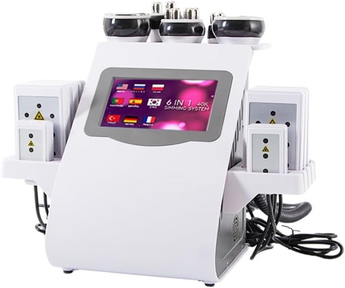 40K cavitatiemachine, 6-in-1 lichaamsbeeldhouwmachine, professionele huidlift, radiofrequentiemassage, multipolaire vacuümreductie-apparatuur voor arm, taille, dijen, heup
