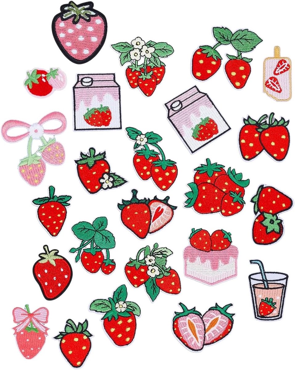 Borduurwerk patches 23PCS schattig ijzer op patches naaien op applicaties voor kleding DIY ijzerbeelden met fruitmotieven geschenk voor meisjes kinderen rugzak jas hoet decoratie