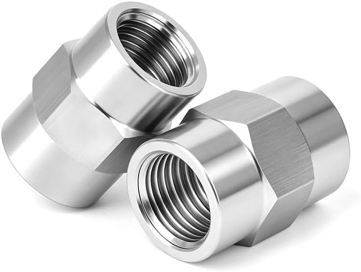 2 stuks BSP 1/2 inch vrouwelijk naar vrouwelijk, roestvrijstalen koppelingsadapter voor water-, gas-, olie- en brandstofleidingen