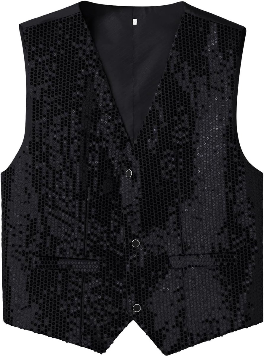 Herenkostuumvest, getailleerde pasvorm, mouwloze tanktop voor bruiloft en (zwart, XL)
