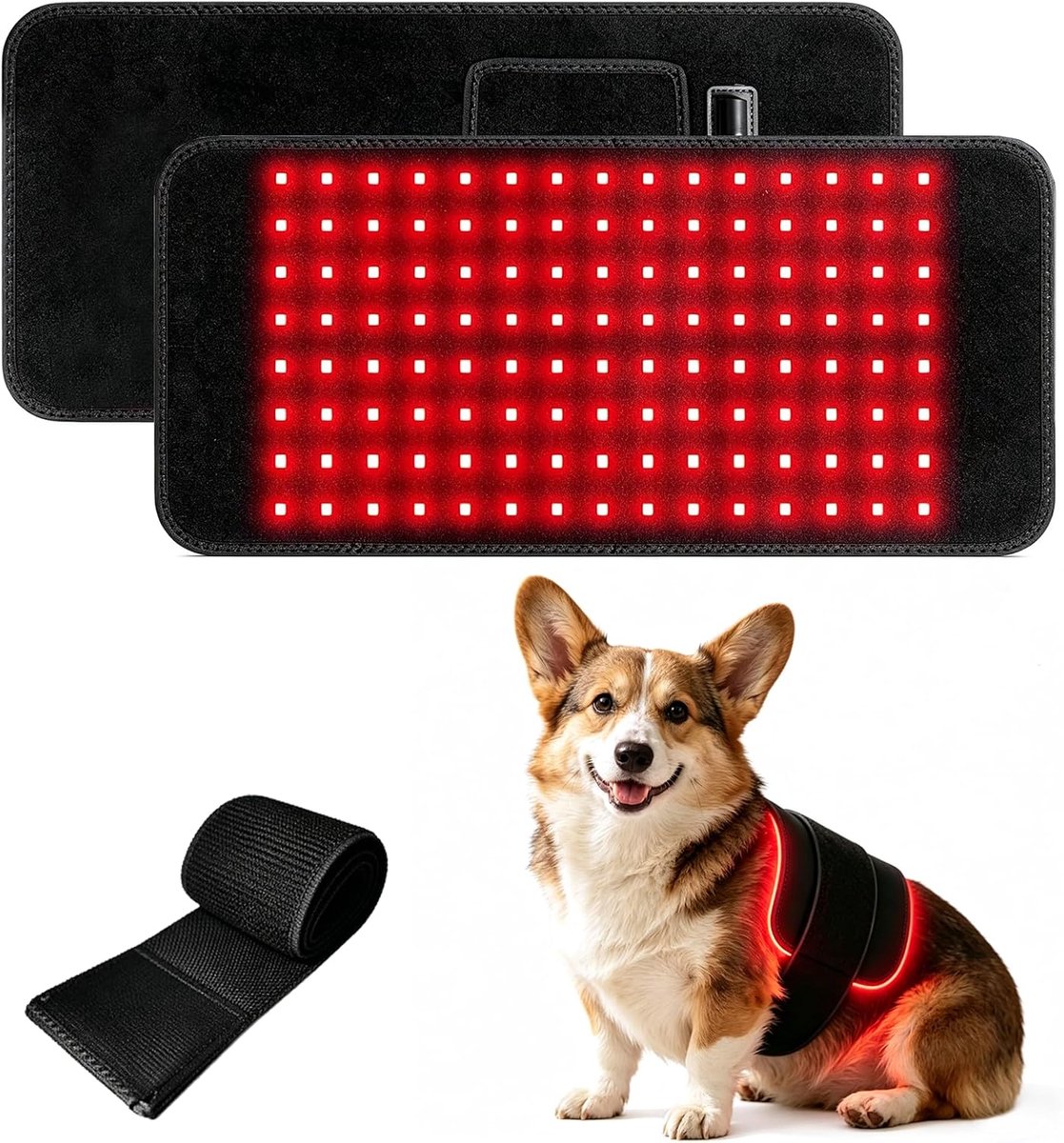 Voor honden, 120 leds, rode lichttherapiemat met 660 nm en 850 nm infrarood, draagbare infraroodmat voor huisdieren ter ondersteuning van gewrichtscomfort en spierontspanning