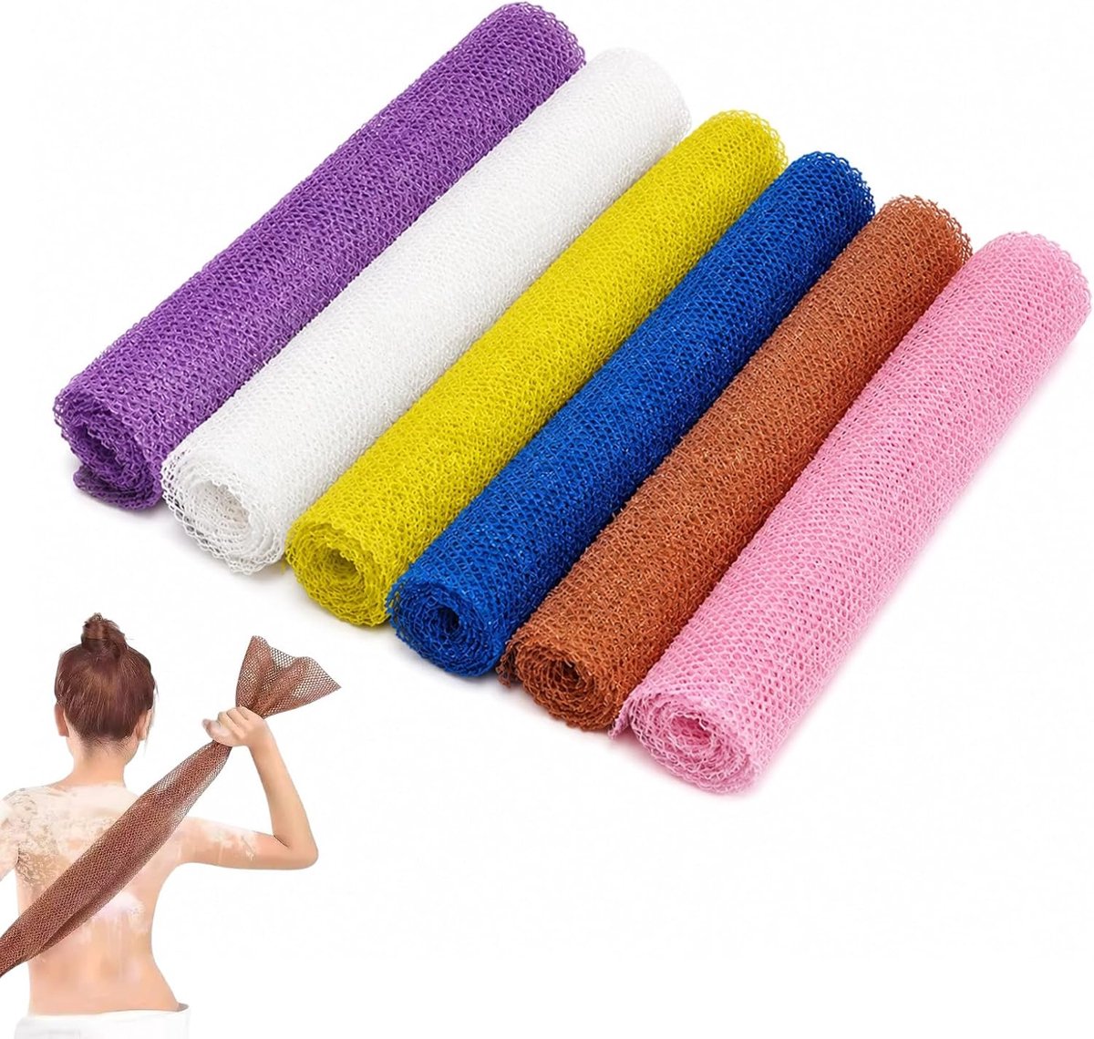 Ontharen Set - 6-delige Set Lichaams Scrubdoeken, Met Afrikaanse Luffa Technologie voor Diepe Exfoliatie en Huidvernieuwing