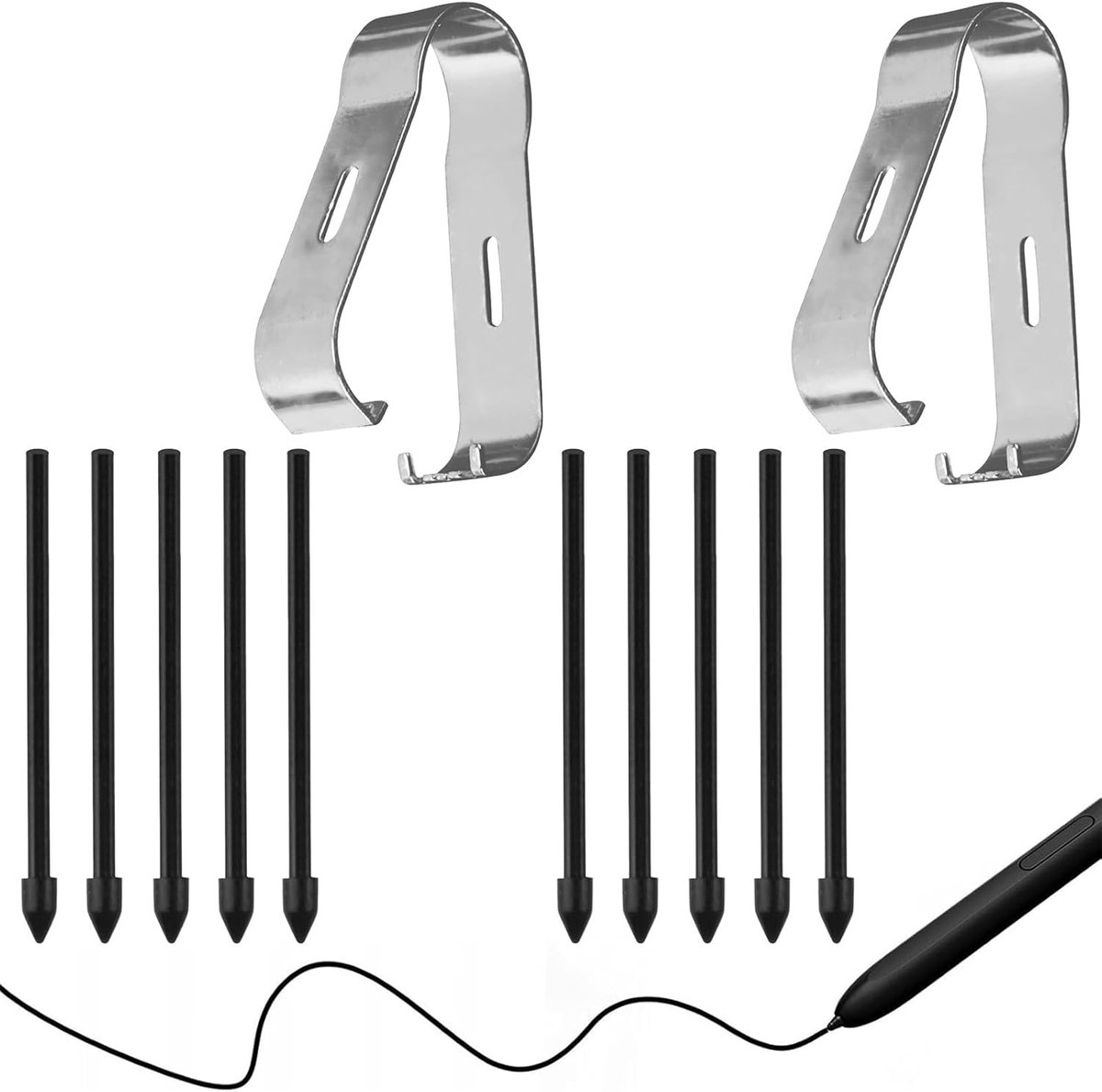 Punten voor Samsung Touch Pen, 10 zwarte punten + 2 pincetten, compatibel met Galaxy Tab S9/S8/S7/S6 Lite/S6, Note20/Note10, S22 Ultra/S23 Ultra