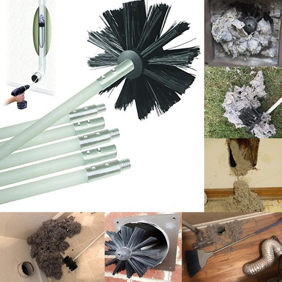 Schoorsteenborstelstang met 18 flexibele stangen van 410 mm + 2 borstelkoppen, bezem voor ovenpijp, schoorsteenveger, reinigingsborstel, accessoires voor open haard, droger — afbeelding 5