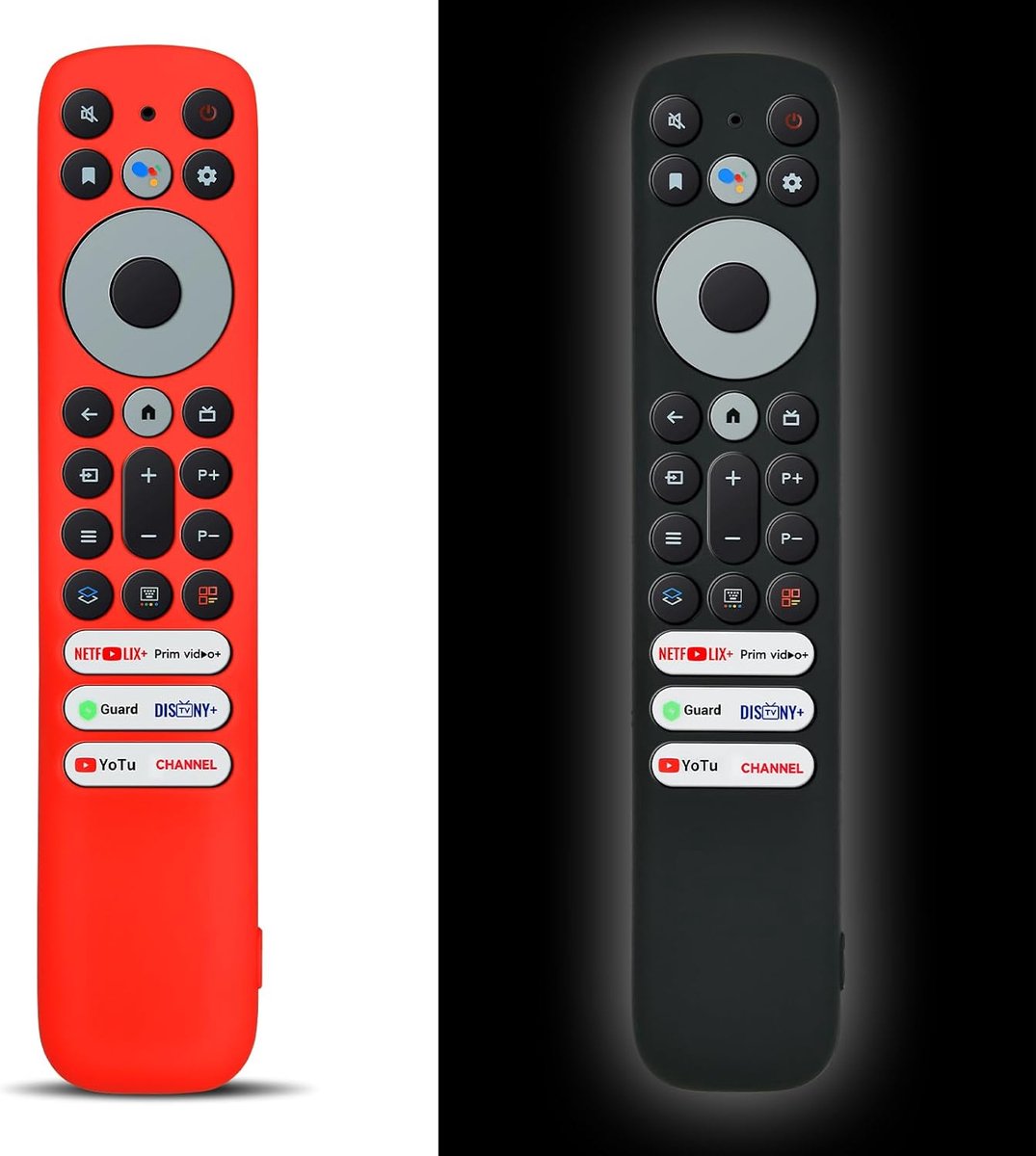 Afstandsbedieningen RC902V, compatibel met TCL Smart 4K Ultra HD QLED, zachte siliconen hoes (zwart en rood)