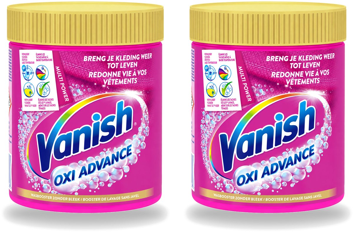 2 x Vanish Oxi Advance - Vlekkenverwijderaar Poeder - Zonder Bleek - Gekleurde Was - 470 Gram - Voordeelverpakking - 2 stuks