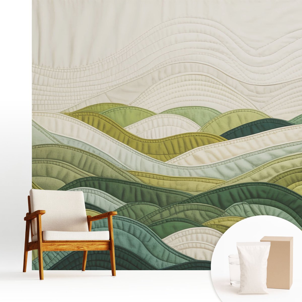 Wallfluent Fotobehang - Groente Vliesbehang - 250x250 cm - Stoffenheuvels Muurschildering - Gang behang Achtergronden En Patronen - Fotobehang Vlies - Slaapkamer behang