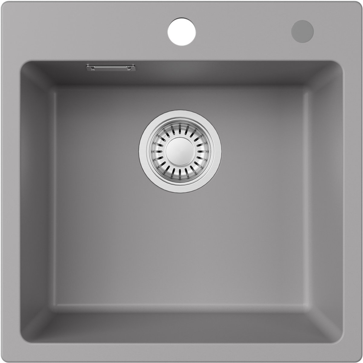 CECIPA Max Spoelbak Keuken - Granieten Spoelbak Grijs 45×45 cm - Gootsteen - Keukenspoelbak - Opbouw Wasbak Keuken