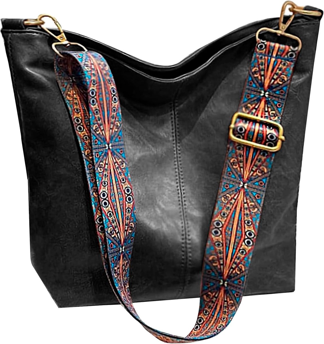 HAIWILL Women's Shoulder Bag, Large Crossbody Bag with Wide Strap, Leather Hobo Bag, Shopper Bag, Retro Shoulder Bag - ShopVlot