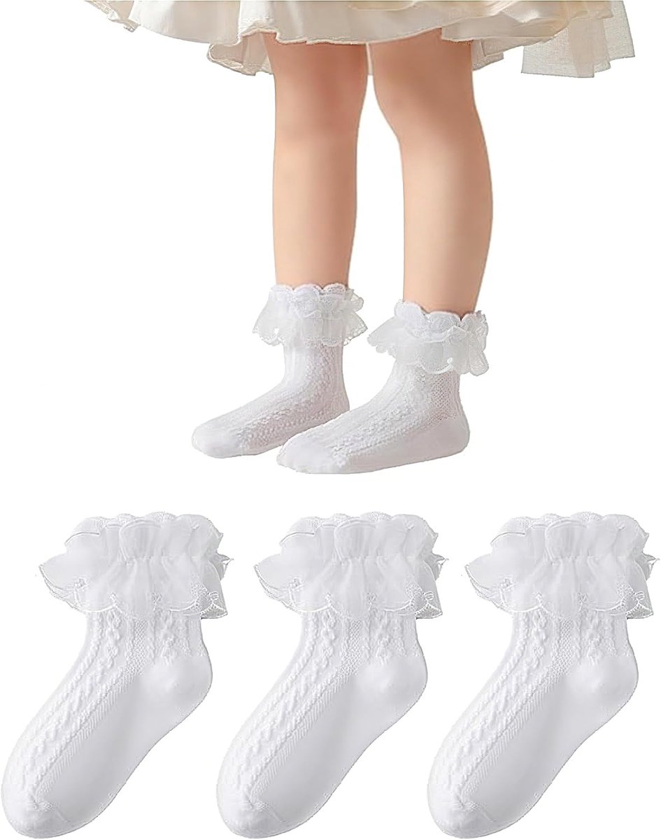 Meisjeskant Rimpelsokken 4-6 - Katoen - Zachte Ademend - Perfect voor Schoolfeest - ShopVlot