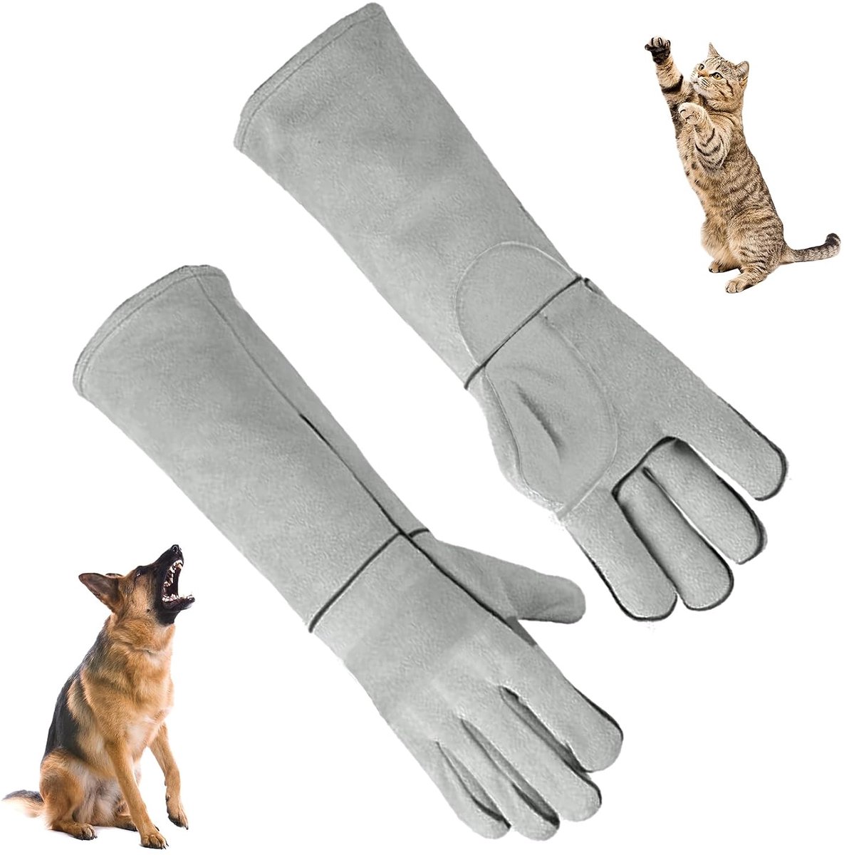 Anti-bijt handschoen voor katten en honden - 45 cm - leer - comfortabele bescherming bij het verzorgen - ShopVlot