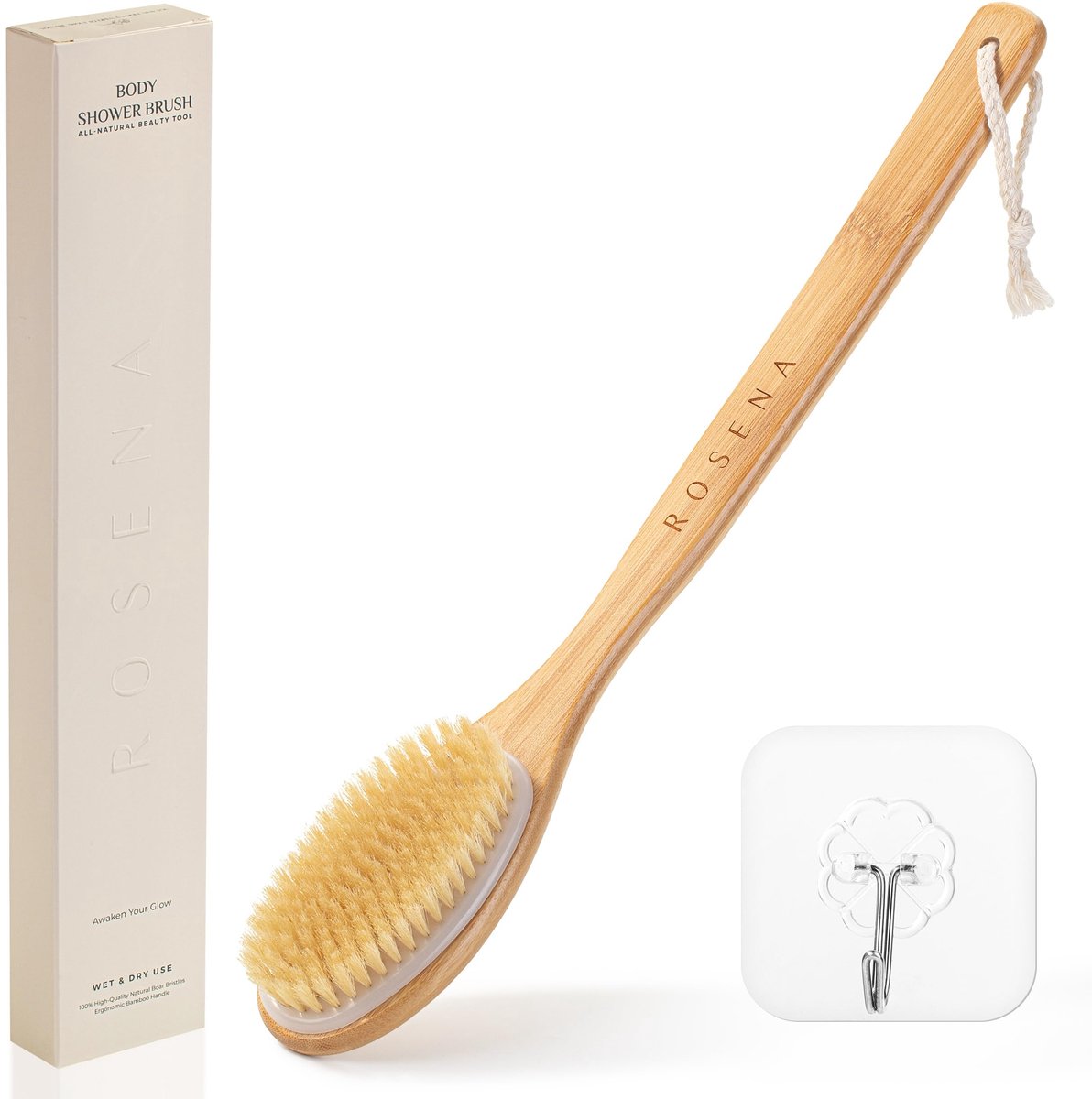 Rugschrobber voor douche, lichaamsborstel met lange steel, 17 inch - ShopVlot