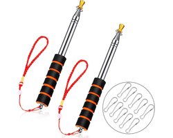 Outus 2 Pieces 2 m Telescopic Flagpole Stainless Steel Handheld Flagpole Extendable Portable Flagpole and 10 Pieces - ShopVlot