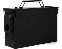 GUGULUZA Metal ammunition box waterproof, 27.5 x 9.5 x 17.5 cm, black - 30 CAL - ShopVlot