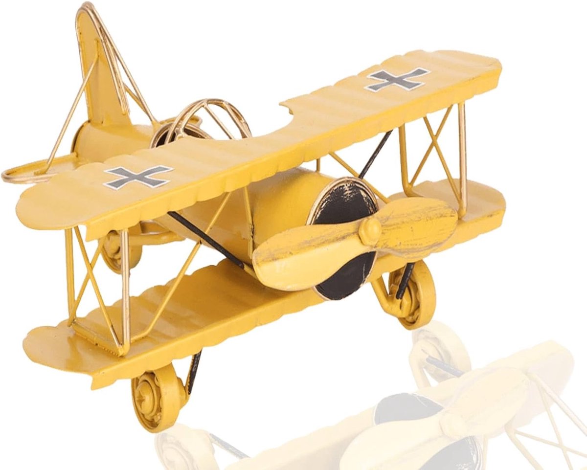 Vintage IJzeren Vliegtuig Ornament - Hangend Biplane Decor voor Kerstmis en Verzamelaars