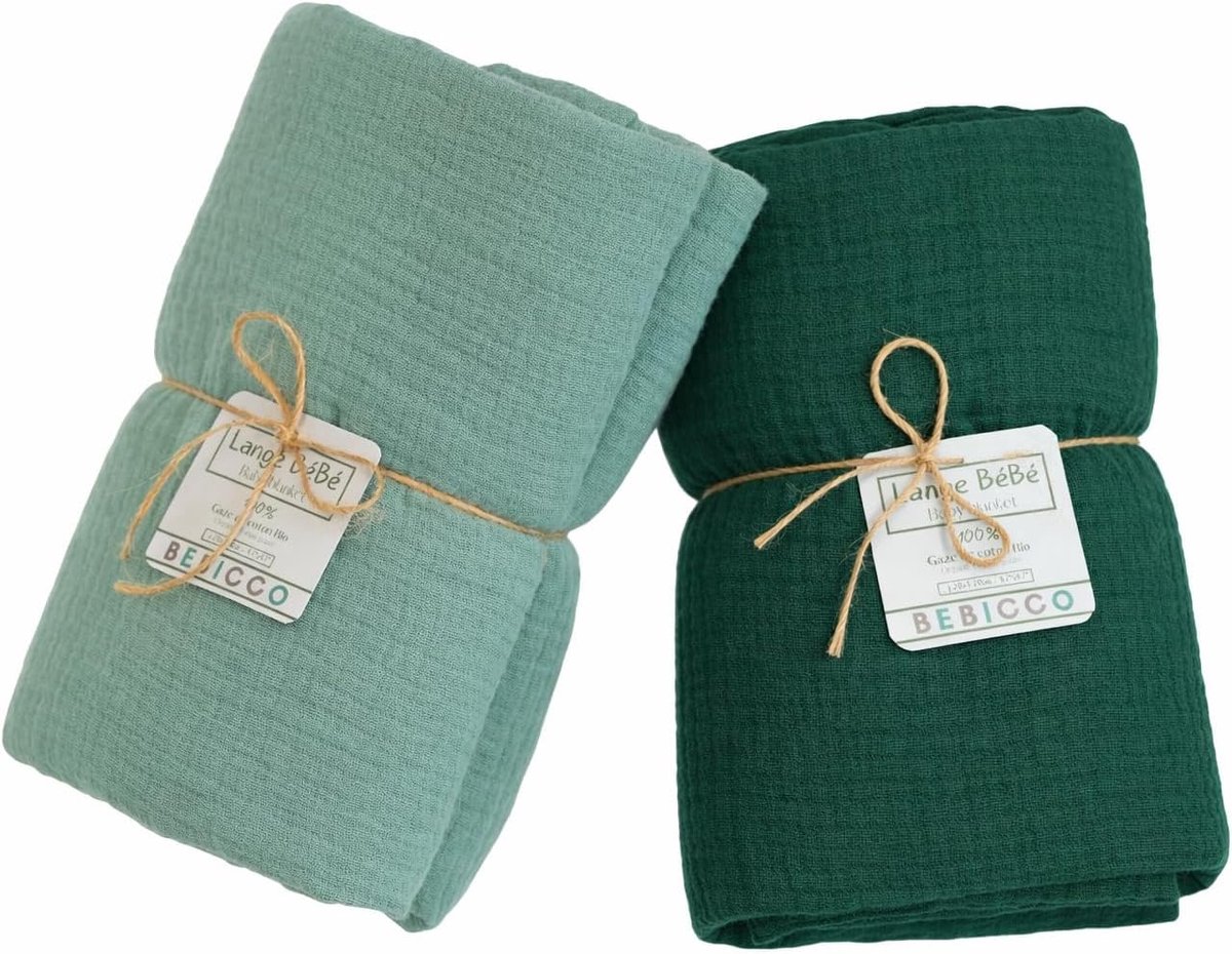 SnelShoppen - Emmailotage Swaddle Blanket Mint Groen - Hemelsblauw, 120 x 120 cm, Baby Deken, Ademend Katoen, Ideaal voor Pasgeborenen, Wieg, Kinderwa